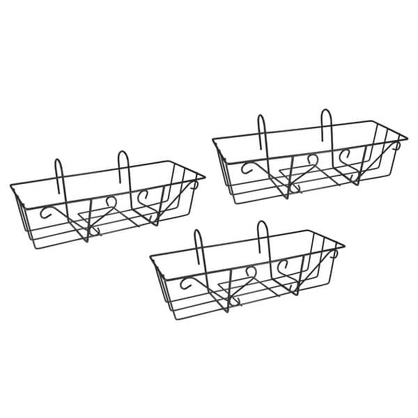 3pcs 16"x5" Iron Planter Hanging Basket Rack Stand Flower Pot Holder